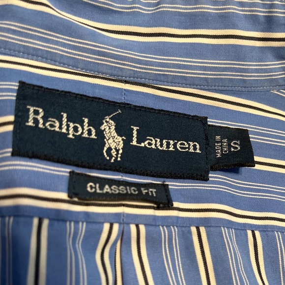 Ralph‎ Lauren Classic Fit Blue Stripe Button Down Shirt Men Size S - Picture 4 of 7